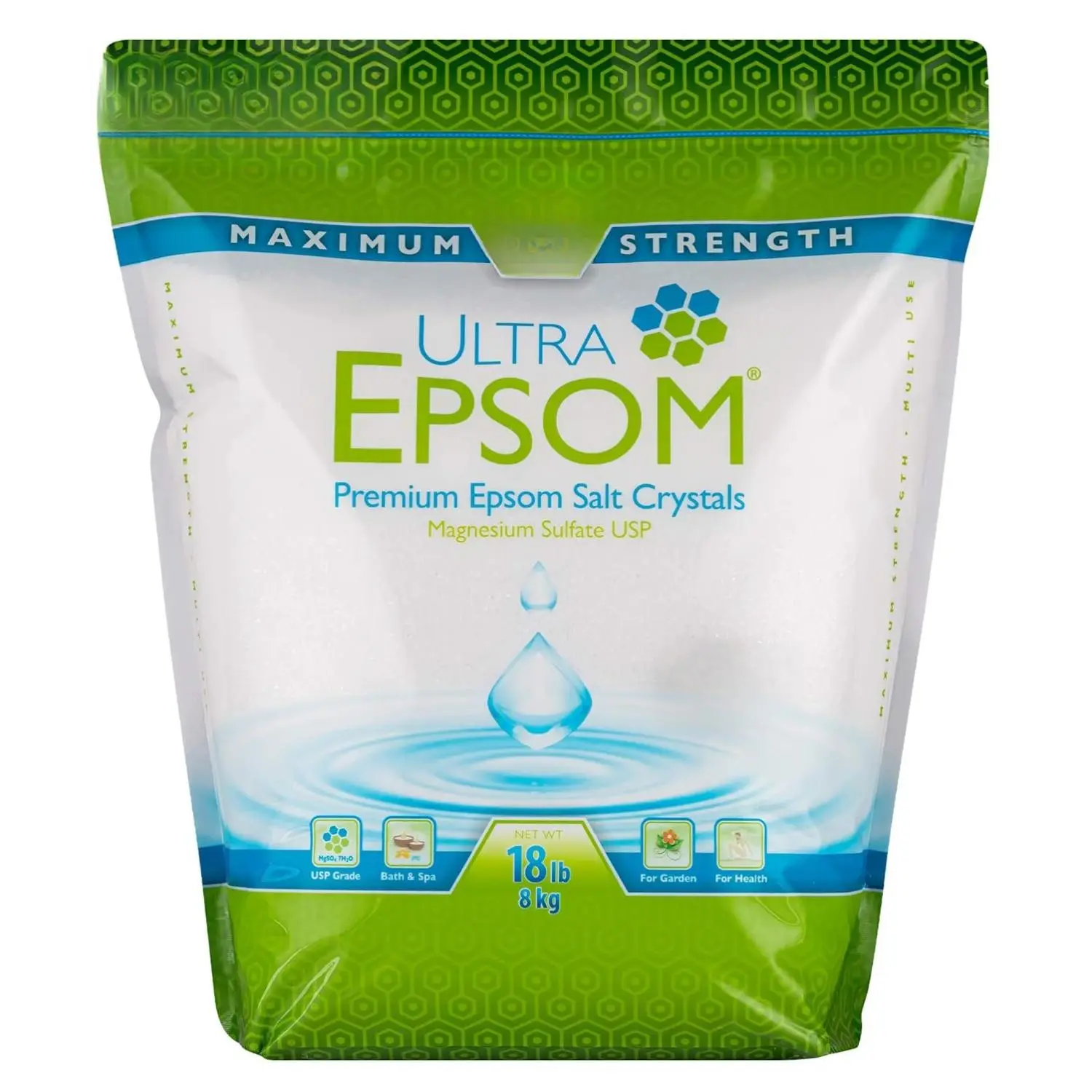 SaltWorks Ultra Epsom Bath Salt Fine Grain Unscented 18 Pound Bag Kosher Certified USP Grade Magnesium Sulfate for Relaxation & Soothing