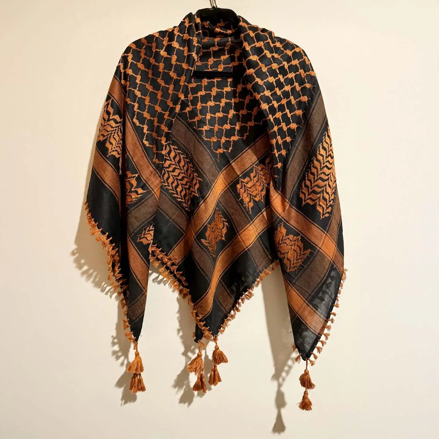 Orange and black keffiyeh – Handmade in Bethlehem