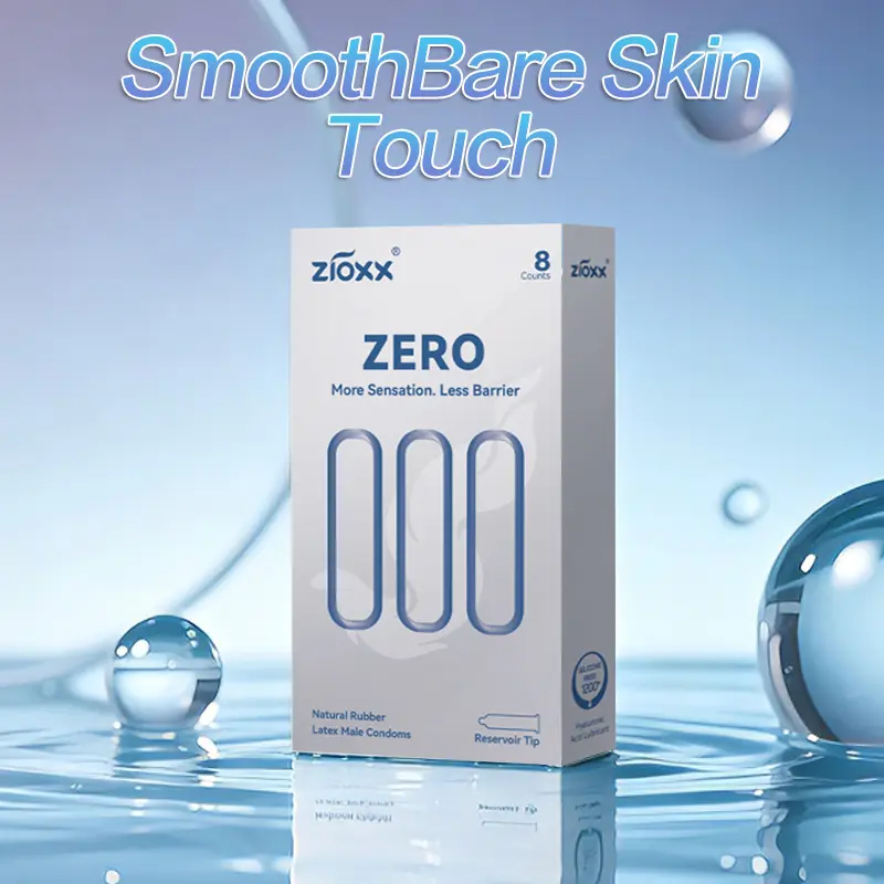 Zioxx ZERO Ultra-Thin Condoms (8 Ct) - Bare Feel Natural Latex with Hyaluronic Acid Lube | Silicone-Free | More Sensation, Less Barrier #couples #intimacy #zioxx