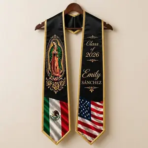 Custom Mexican Graduation Stole 2026, Personalized Name Flag Sash