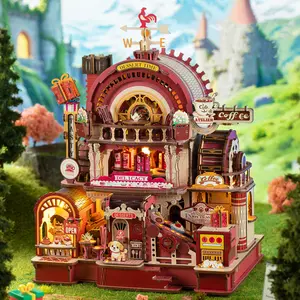 Wooden Bookshelf DIY Assembly Model, Book Nook Kit, 3D Wooden Puzzle, Miniature Dollhouse Set, Desktop Decoration Gift, Creative Building Block