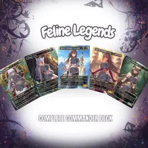 Feline Legends Anime MTG EDH Deck | 100 Card Proxy Commander | Dark Cat Fantasy Art-Proxy EDH