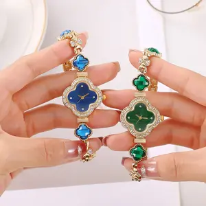 2025 New High-Value Fashionable Elegant Light Luxury Diamond-Encrusted Bracelet Watch Clover-Shaped Women's Watch