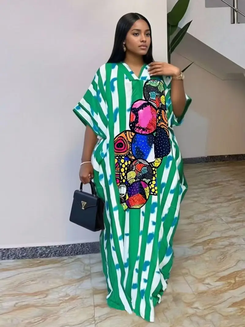 strapless open back dress Bat Sleeve Tassel Kaftan