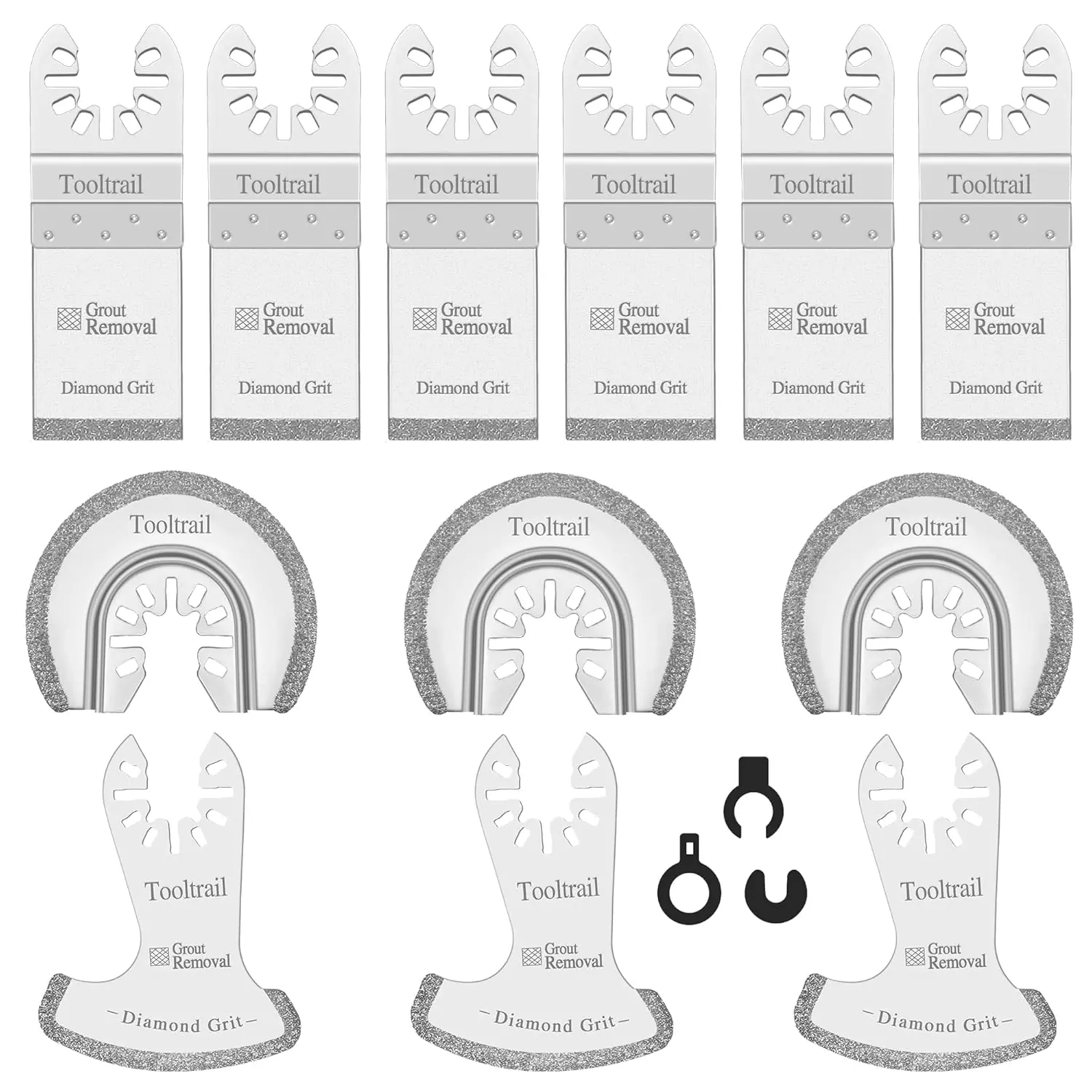 12 PCS Diamond Saw Blades for Oscillating Tool, Grout Removal Blade with 3 Adapters, Professional Multi Tool Blades Kit for Grout, Cement,Fit, Dewalt, Bosch, Ryobi