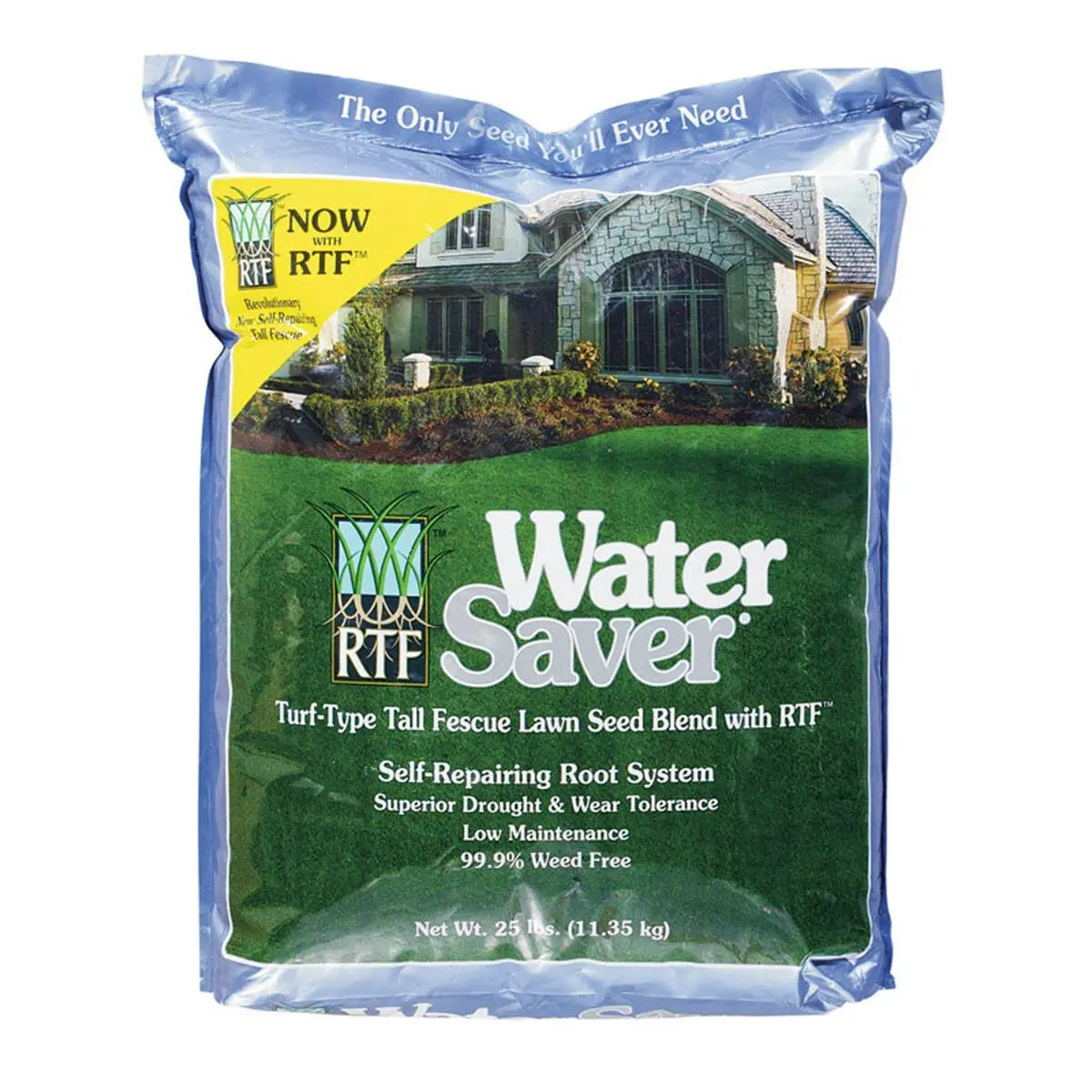 Barenbrug USA Water Saver Tall Fescue Grass Seed - 25 lbs Bag, Outdoor Use, Sun & Shade Tolerant, Drought Resistant, Wear Resistant, Thick Lawn, Rapid Germination, High Traffic Lawn