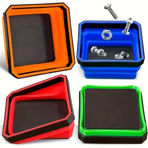 1pc Foldable Magnetic Parts Tray - Silicone Tool Organizer with Strong Magnets for Screws Nuts Bolts, Garage Tool Organizer, Collapsible Toolbox Storage Box for Mechanics and DIY Projects Magnetic Wrench Organizer