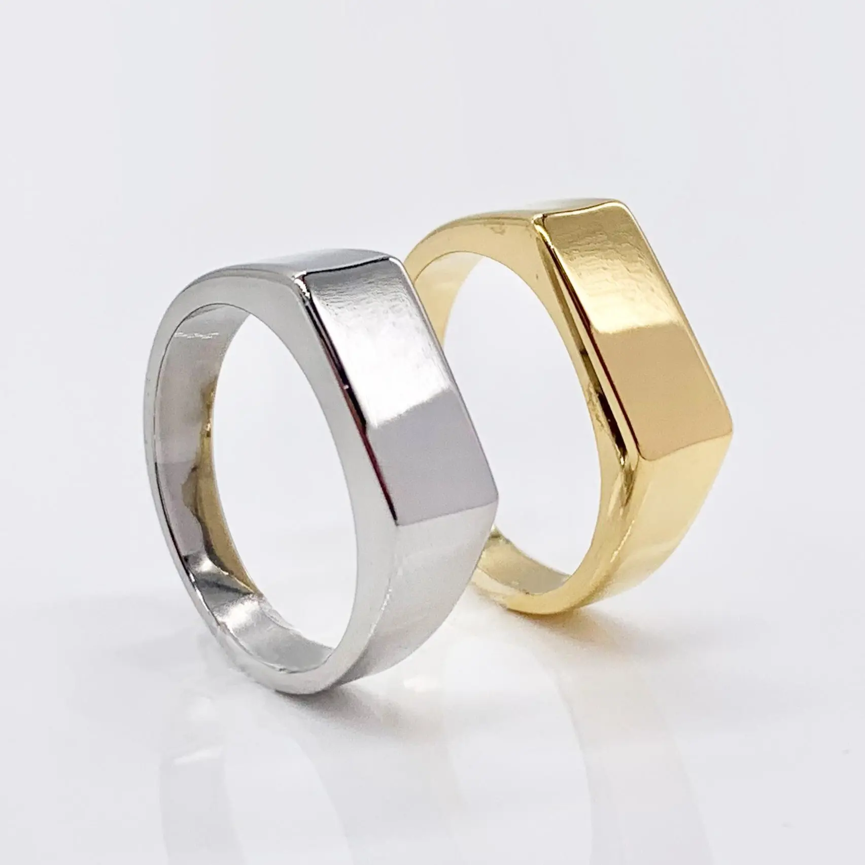 Minimalist signet ring, Geometric Minimalist Ring for men and women, Polished Mirror Finish pinky ring