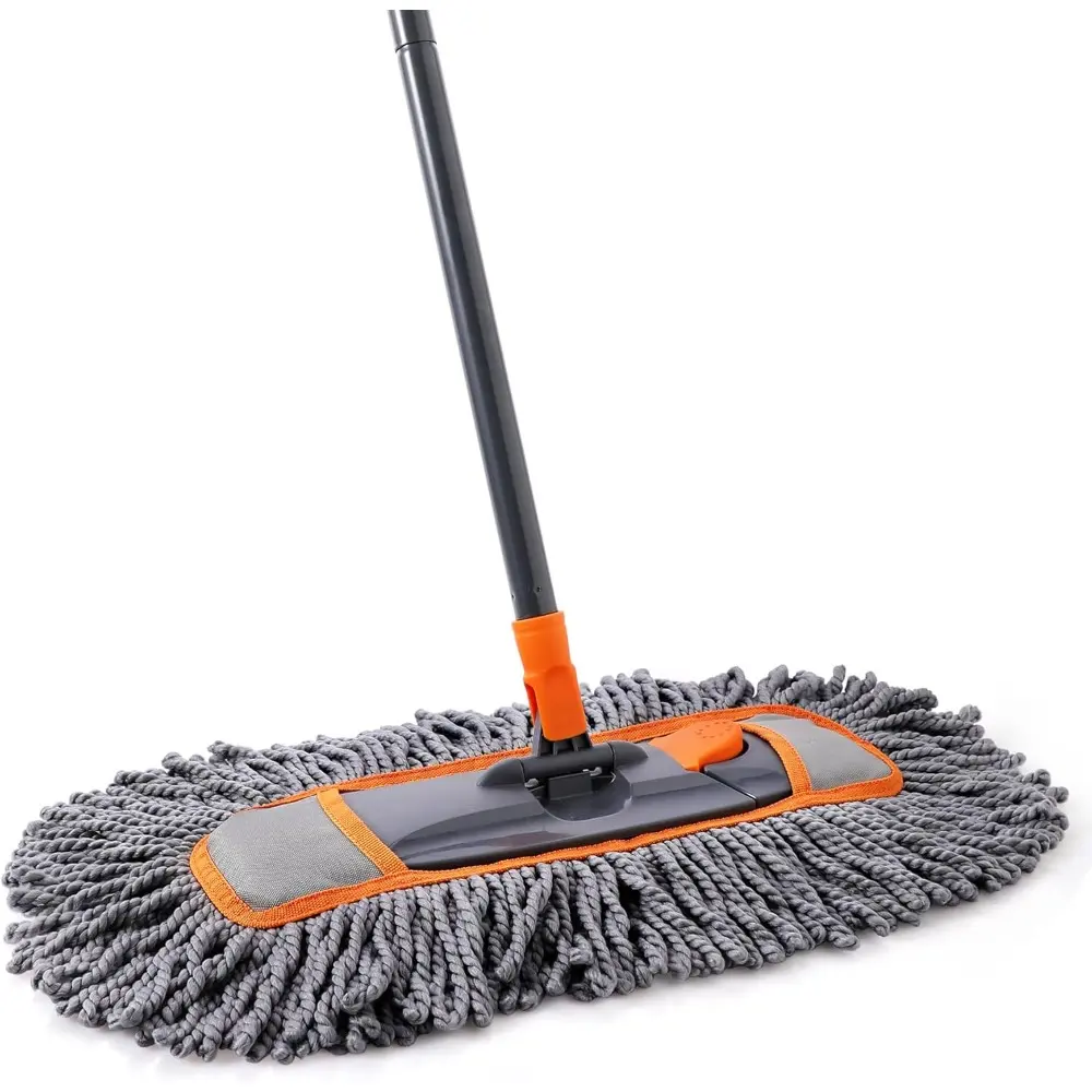 Microfiber Dust Mop for Cleaning Hardwood Floors, Dry and Wet Baseboards. Household Cleaning Tool for Kitchen and Bathroom