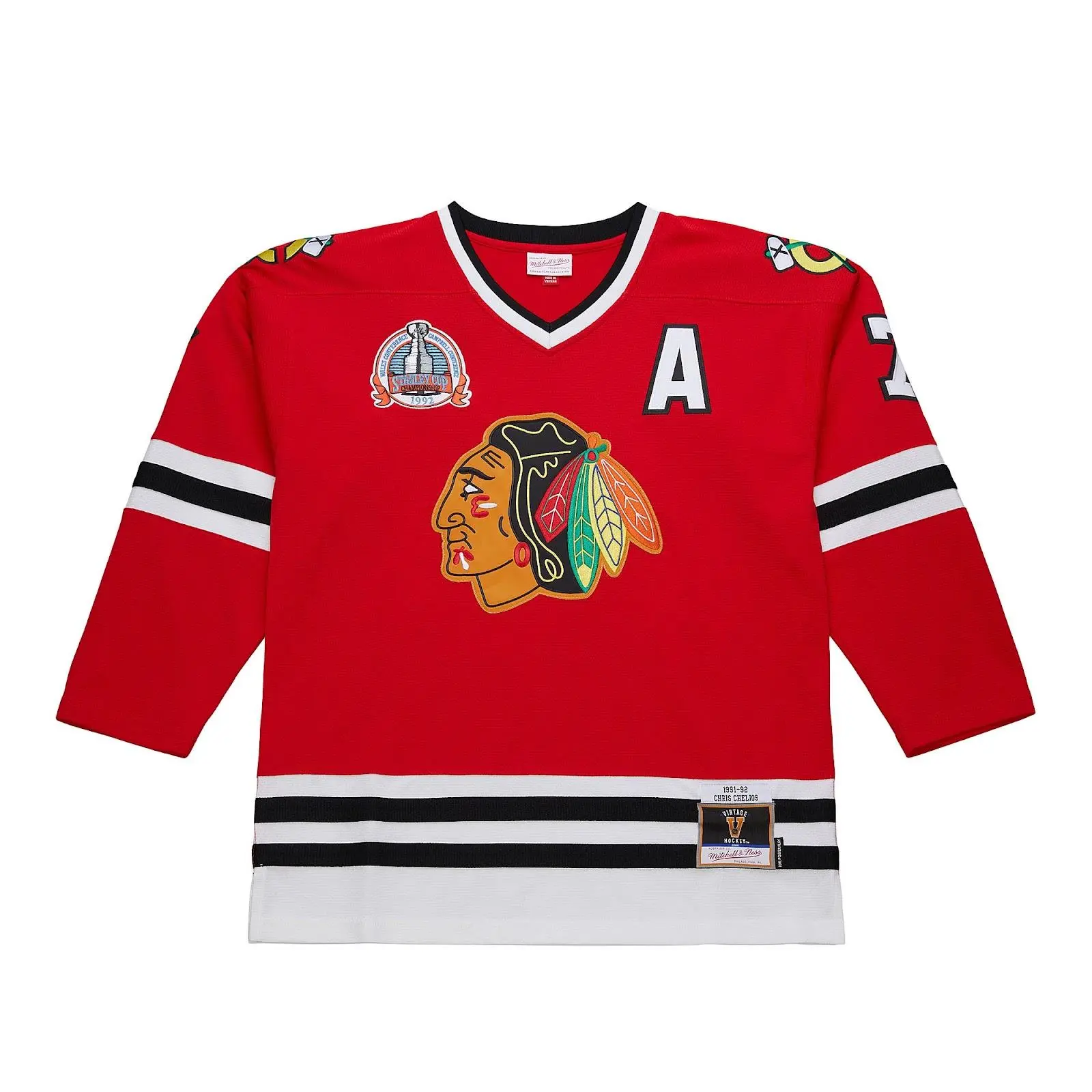 Chris Chelios Chicago Blackhawks 1991-92 Red Power Play Player Jersey NHL Throwback Hockey Fan Gear Mitchell & Ness