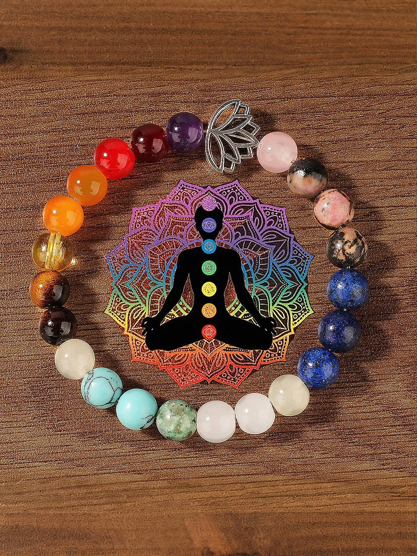 7 Chakra Crystal Beads Bracelets, Chakra Healing Crystals, Spiritual Jewelry for Sports Leisure Yoga, Unisex Chakra Balance Gift with Mystic Energy, Bracelet with Charms, Crystal Beaded Bracelet