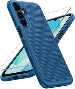 Samsung Galaxy A16-5G Case: Dual Layer Protective Heavy Duty Cell Phone Cover with Non Slip Textured Back - Shockproof Rugged Military Grade Drop Protection Bumper Tough (Blue)