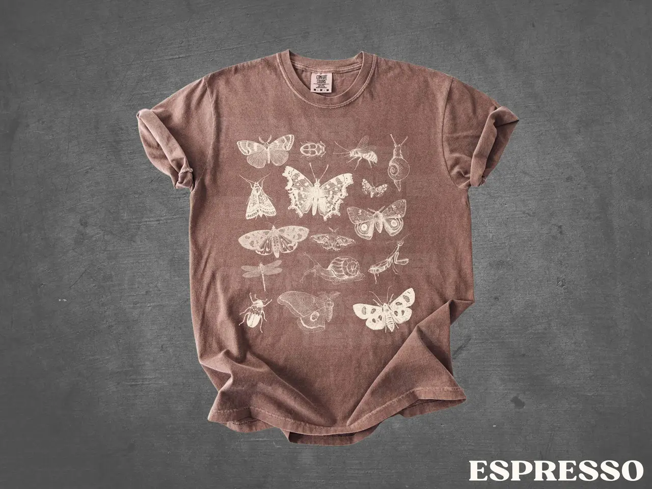 Vintage Moth Shirt Comfort Colors® Minimalist Nature Forestcore Bugs Snails Fairycore Entomology Tee Cottagecore T-shirts Forest Lover Gifts