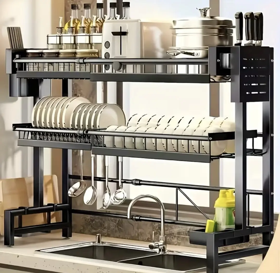 Best Expandable Dish Drying Rack 2026 Heavy Duty Carbon Steel Drain Rack With Full Drain Tray For Plates Bowls Cookware Storage   #DishDryingRack #KitchenOrganization #SmallKitchenHacks #ExpandableDishRack shelves