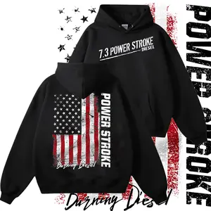 7.3 Powerstroke Hoodie Mens American Flag Hooded Pullover, Gift For Driver, MADE IN USA