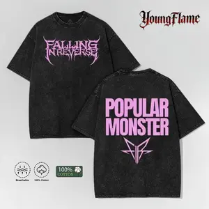 Men's Falling In Reverse 2025 Tour T-Shirt, Metal Rock Band Graphic Tee, Vintage Washed Oversized Cotton Casual Top, Breathable Fashion Aesthetic Unisex Streetwear Merch summer clothes