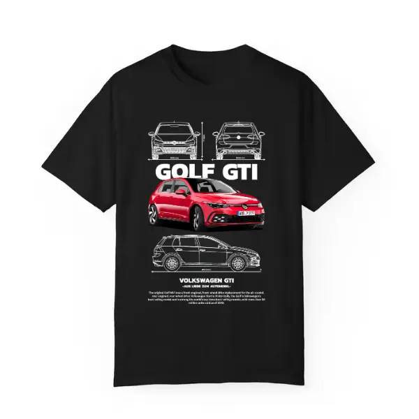 VW Golf GTI Red Graphic T-Shirt Sweatshirt Hoodie - Hot Hatch Car Tee, Gift for Car Enthusiast Shirt