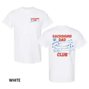 Dachshund Dad Club 2 Sides Unisex T-Shirt – 100% Cotton Funny Dog Lover Tee, Trendy Graphic Shirt for Dog Owners, Perfect Gift for Men or Women, Pet Parent Outfit