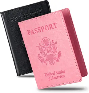 2 Pcs Passport holders, Ultra Slim passport wallet, PU Leather Passport Cover for Women and Men