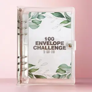 A5 Envelope Money Saving Challenge Binder, 1 Count Spiral Bound Planner Money Saving Binder with Laminated $5050 Tracker, Monthly Budget Planner, Office Stationery & Supplies, Savings Challenge Planner