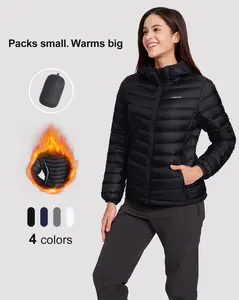 Pioneer Camp Women’s Slim Packable Puffer Jacket – Lightweight, Flattering Fit, Water-Repellent Hooded Jacket Casual
