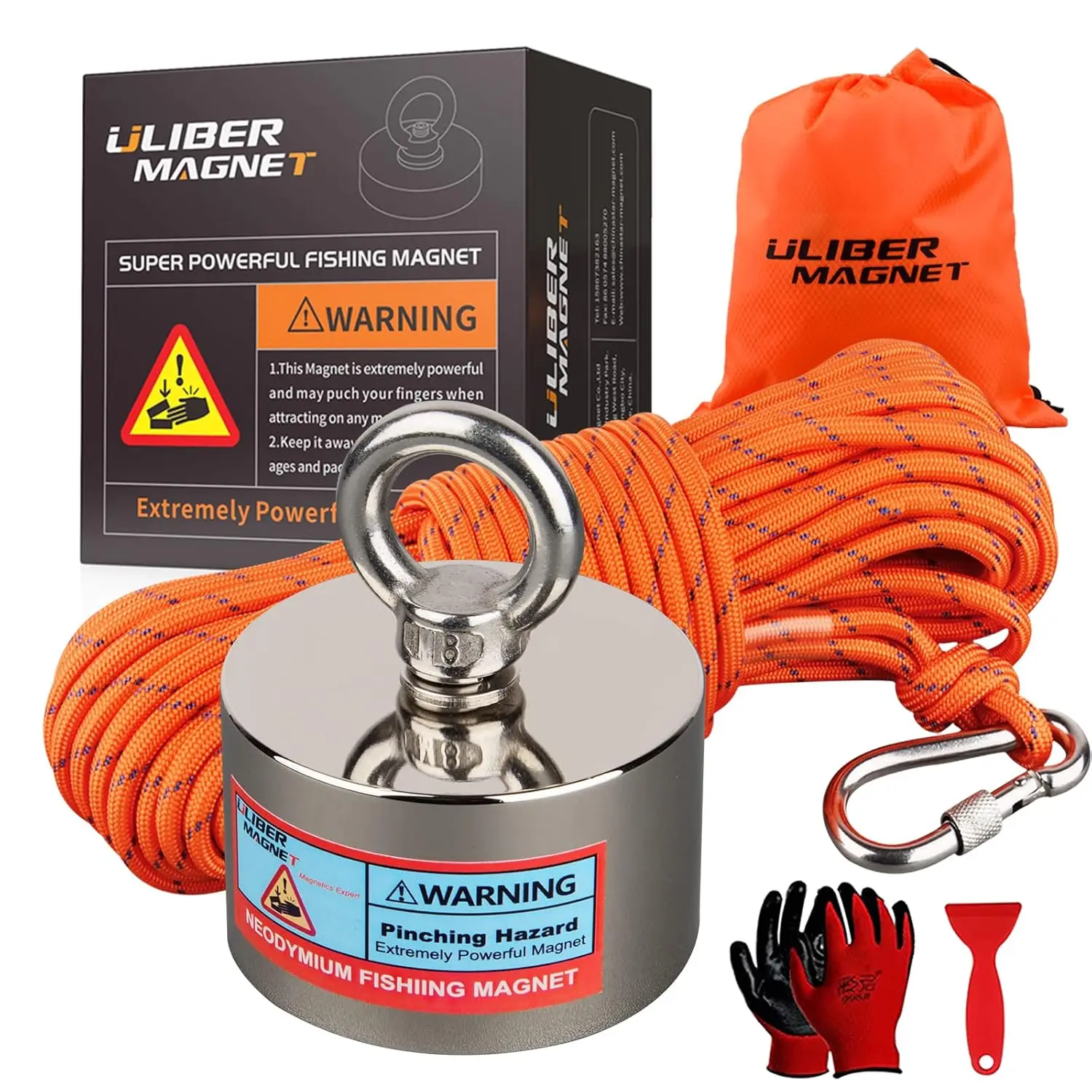 Fishing Magnet Kit, 1000lbs Strong Large Neodymium Fishing Magnet Kit Heavy Duty Magnets with 66ft Rope  River Retrieval Recycling Magnetic Salvage Fishing