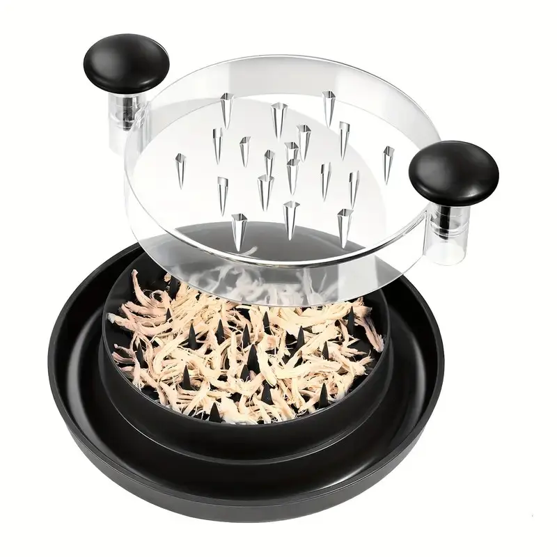Large chicken breast mincer, visible lid meat grinder, non-slip bars, ergonomic handle, BPA-free, perfect for pork, beef, chicken, dishwasher-safe kitchen gadget, black, multi-purpose, efficient, perfect