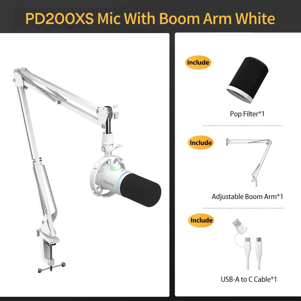 PD200XS White【With BA20 Boom Arm】