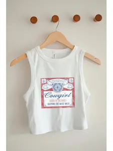 Vintage Beer Tank Top Cropped Women Rodeo Shirt Trendy Vintage Cowboy Festival Shirt Crop Top Western Cowgirl Tee Grunge Boho Tank Concert