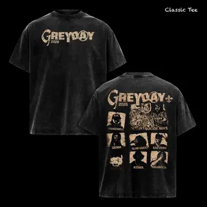 Vintage Greyday 2026 Tour Shirt – Vintage Washed Oversized Graphic T Shirt, Underground Hip Hop Tour Merch Style, Dark Aesthetic Streetwear, Heavy Cotton Washed Tee, Casual Unisex Men Women Top, Music Fans Gift