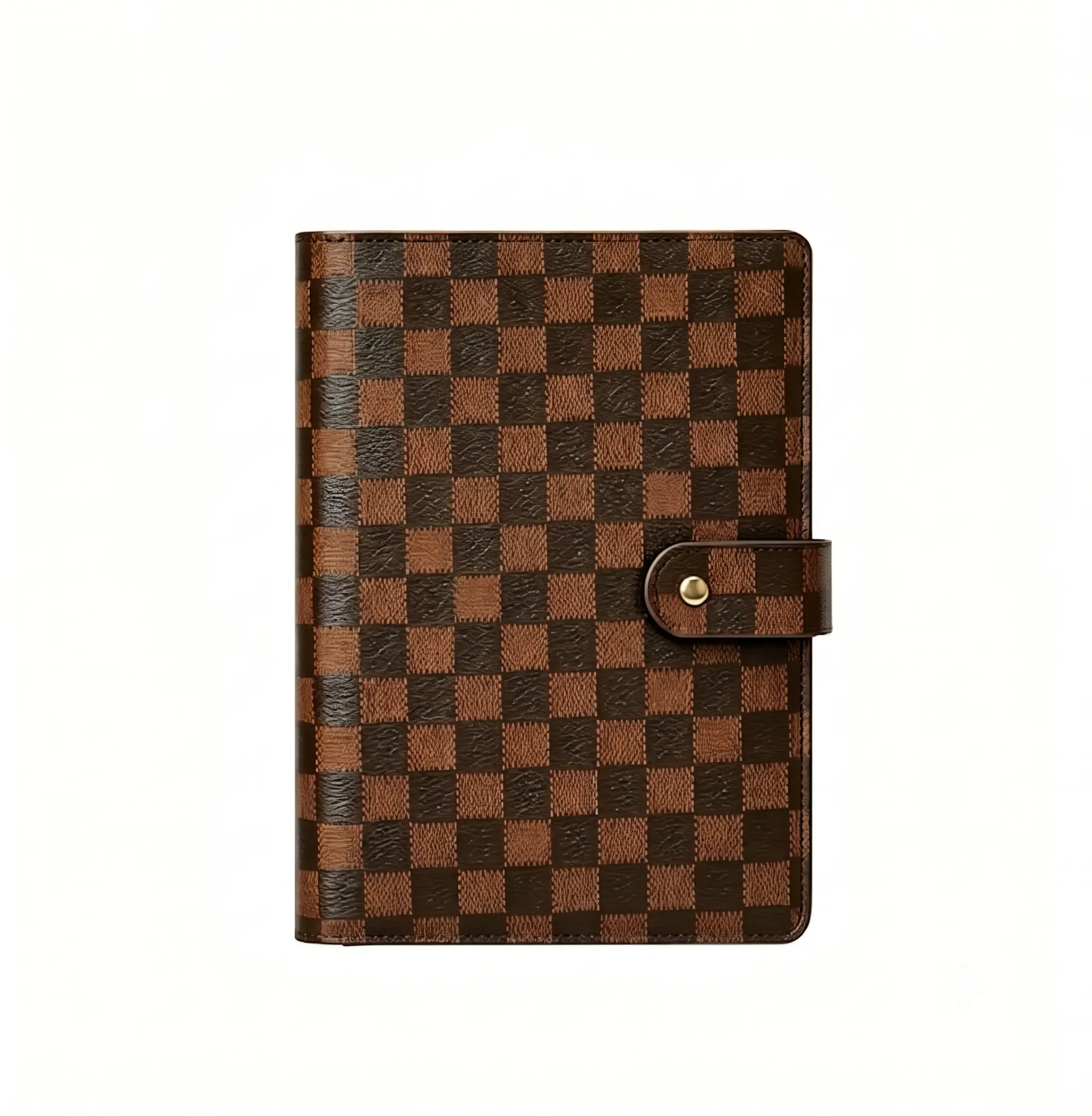 A5 Checkered Organizer Notebook - PU Leather Binders, 6-Ring Dividers Binders Cover, 160-Page Daily To-Do List Office Accessories Planner