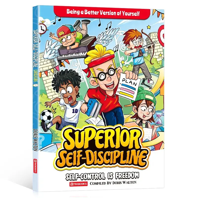 【TIKBOOKS】 Self-Discipline in Comics: Beat Procrastination,  Master Emotions & Time — Unlock Your Child's Self-Motivated Future