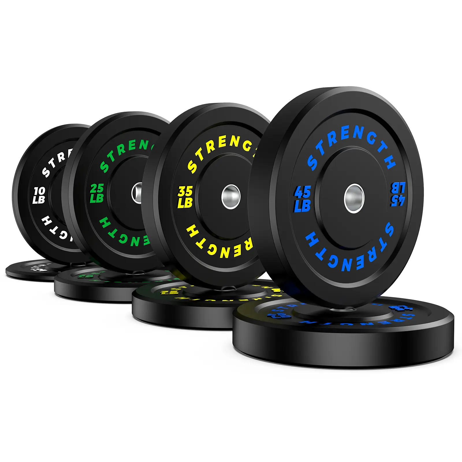Bearbro Bumper Plates, Olympic Bumper Plates Set, 2-Inch Rubber Weight Plates with Steel Insert for Weight Lifting and Strength Training - Sold in Single, Pairs or Sets(20lb-260lb）)