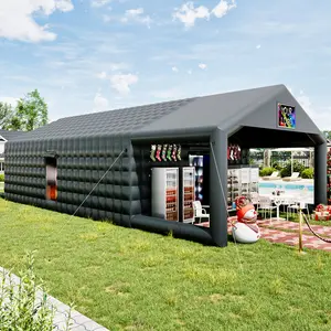 [Ships in 2 Boxes] VanAcc Large Black Inflatable Night Club Tent for Adults with 2 Small Side Doors, Inflatable Nightclub with Logo Area Gazebo Event House for Birthday Wedding Backyard Party