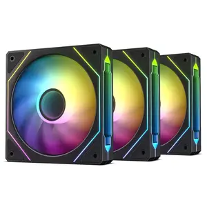 F120 3in1 120mm Infinite Mirror Design Case Fans with 24 LED Lights PWM Control & ARGB Effect, Hydraulic HDB Bearing for Low-Noise Operation - Suitable for Most PC Cooling Systems - Black