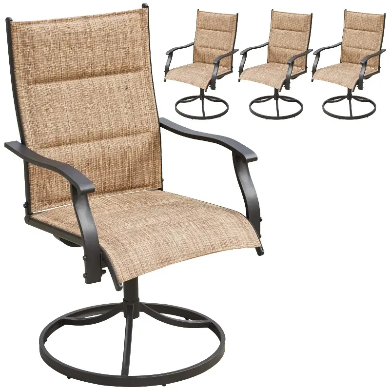 Outdoor Dining Chairs Set of 4, All-Weather Patio Swivel Rocker 
