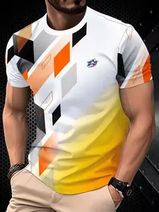 Men's Quick-Dry Polyester Fabric Shirt, Athletic Shirt, Athletic Top, Breathable Lightweight Design, All-Season Casual Wear, Short Sleeves Fitted Style