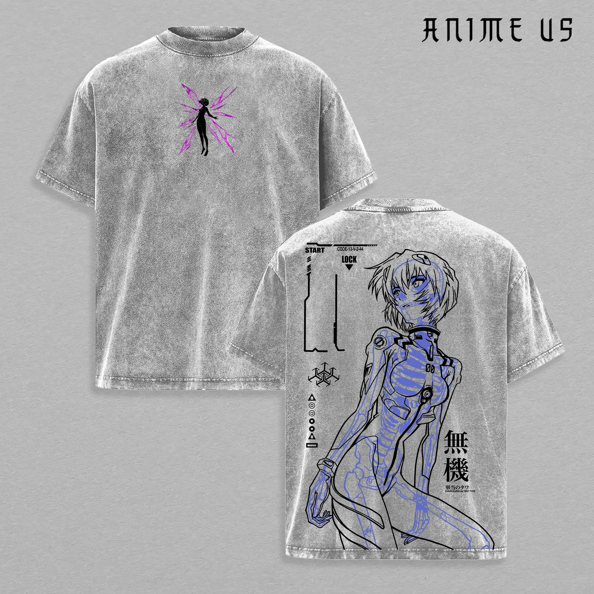 Rei Ayanami Cybercore shirt - Neon Genesis Evangelion Anime Vintage Washed Tee, Mecha Manga Merch, Heavyweight Cotton Oversized Streetwear, Aesthetic Grunge Style, Shinji Ikari, Asuka, Anime Gift