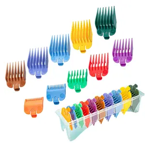10 Pcs Color Coded Hair Clipper Guide Combs, Nylon Cutting Guards with Storage Case, Replacement Trimmer Guards 1/16" to 1" Universal for Most Clippers
