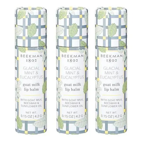 Beekman 1802 Goat Milk Glacial Mint & Eucalyptus Lip Balm 3-pack AS