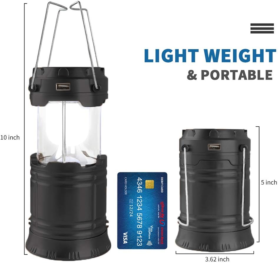 4 Pack Solar Camping Lantern, USB Rechargeable Bright LED Tent Light,IPX4 Waterproof Multifunctional Portable Outdoor Emergency Lamp with Adjustable Brightness,Hanging Hook Design,Ideal Survival Gear for Hiking Fishing Backpacking,Perfect Holiday Gift