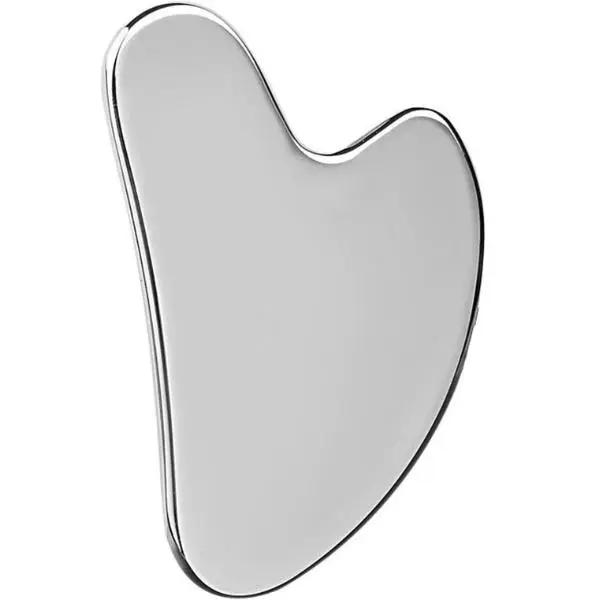 Stainless Steel Mirror Polish Gua Sha Tool - Facial & Body Massage Device with Pouch, Tightens Skin, Lymphatic Support, Neck & Eye Care, Silver Clean Beauty Gift for Sisters & Grandmothers, Girlfriends