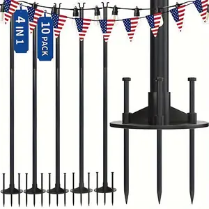 2024 Gardnfun String Light Pole 10 Pack, 114- in- 1 Outdoor String Light Pole Stand