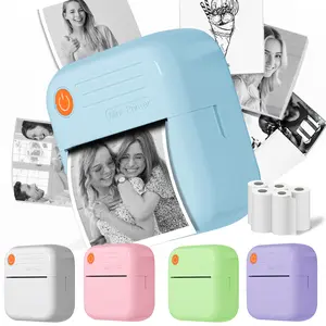 Portable mini printer, USB-powered Smartphone Photo Printer compatible with iOS and Android, includes 5 rolls of paper, perfect Christmas gift, Portable Handheld Printer