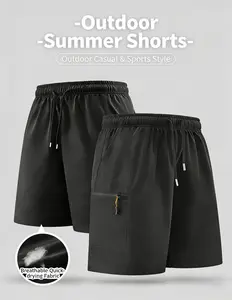Men’s athletic shorts—comfortable, soft, warm, breathable casual mid-length shorts available in multiple colors, featuring zippered pockets and a drawstring design, made from slightly stretchy fabric, suitable for summer outdoor sports and fitness activit