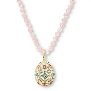 Heidi Daus Tapestry Egg Crystal and Enamel Pendant with Necklace