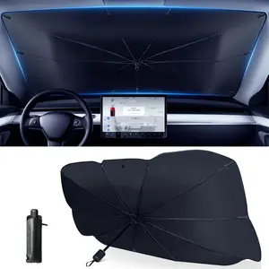 57X33" Foldable Car Windshield Sunshade Umbrella - UV & Heat Protection Reflective Sun Visor Shield for SUVs, Vans, Trucks & Cars