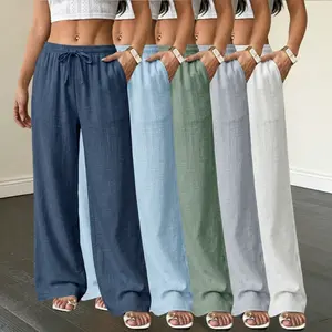 Women’s 5-pack made from polyester fiber—comfortable and versatile; casual drawstring-waist pants with pockets for everyday commuting.