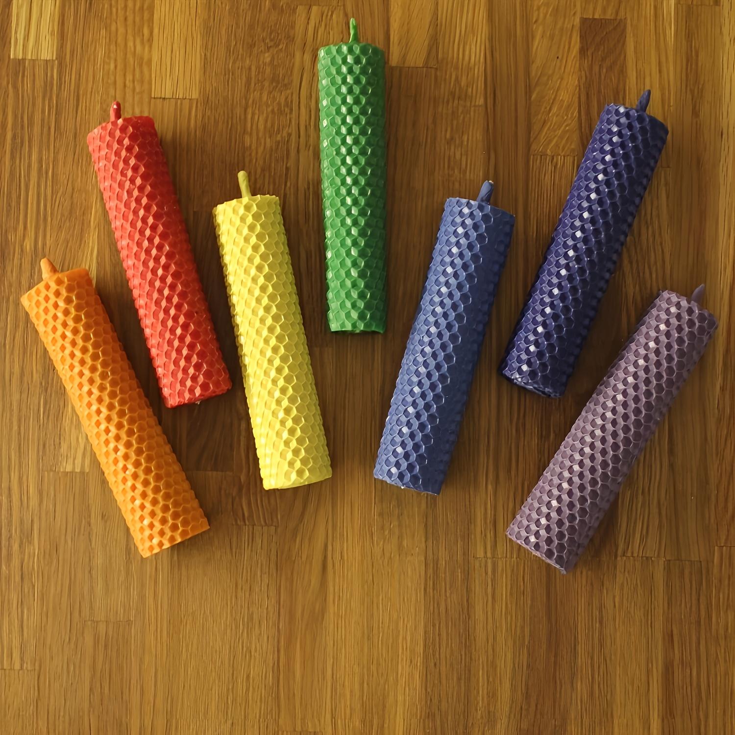 14-piece rainbow-colored beeswax candle making kit, 6×8 inch honeycomb wax sheets, tags, lace, string, Christmas/Halloween DIY crafts, niche gift set, for DIY enthusiasts, can be given to men and women, for holidays or graduates， home decor