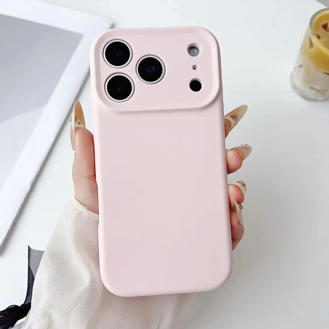 Frosted Soft Smartphone Casing - Full Lens Cover, Anti-Drop, Shockproof, Fingerprint-Resistant Handheld Protection for iPhone 13 Pro Max,14 Pro,15 Plus,16 Pro Max,17 Series Couple Devices